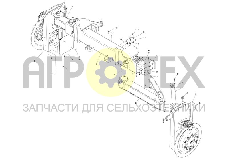 Передний мост в сборе (88663387F) (№27 на схеме)